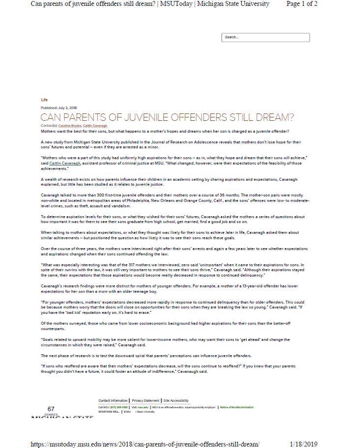 Can Parents of Juvenile Offenders Still Dream?